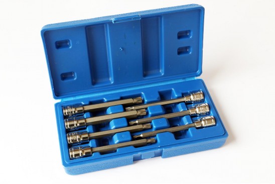 Doppenset Spline/veeltand lang 3/8" 7-delig